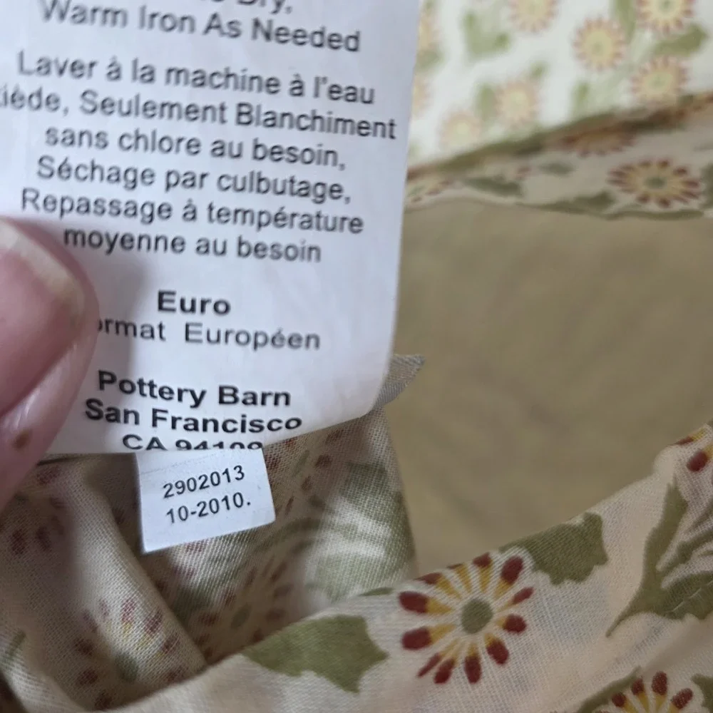 Pottery Barn Poppy Butterfly Embroidered Euro Sham 26